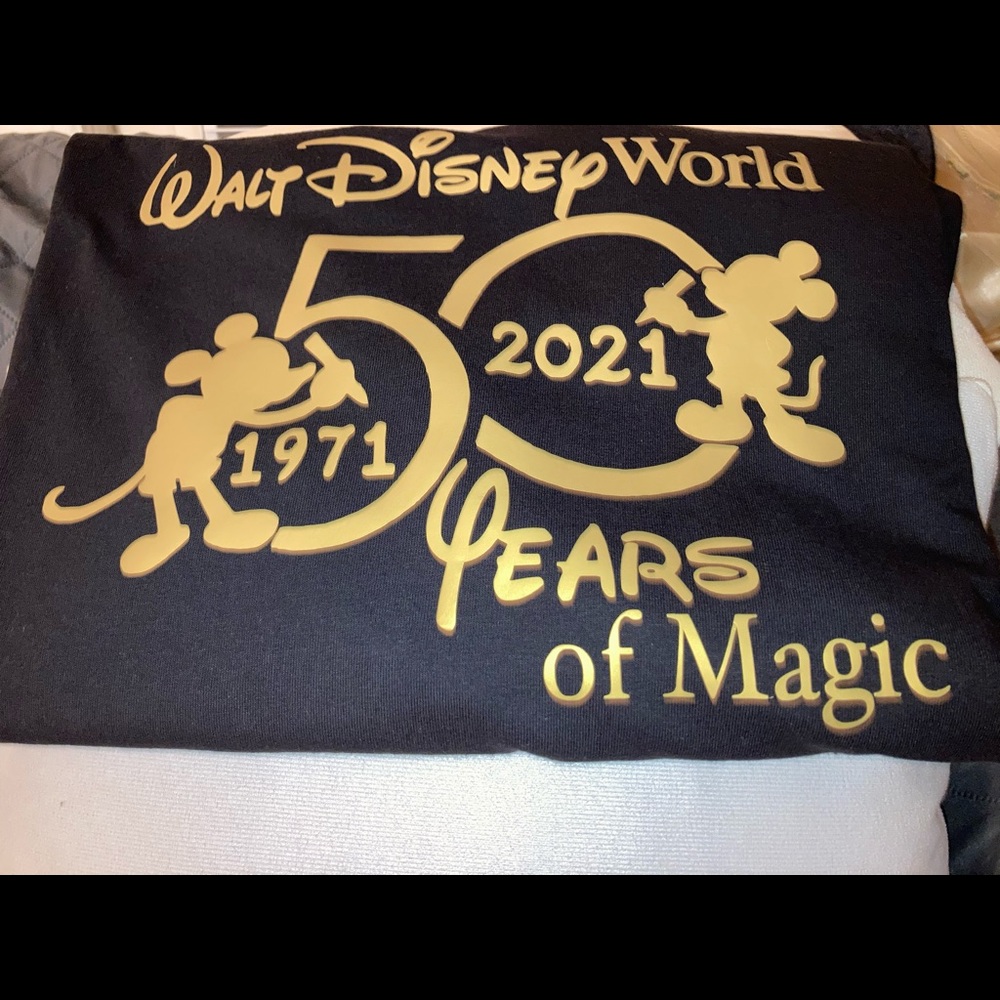 Disney World 50th Anniversary tshirt gold lettering custom